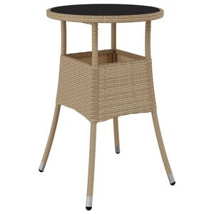 vidaXL Tuintafel &Oslash;60x75 cm gehard glas en poly rattan beige