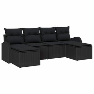 vidaXL Bankstel 6 st Zwart poly rattan