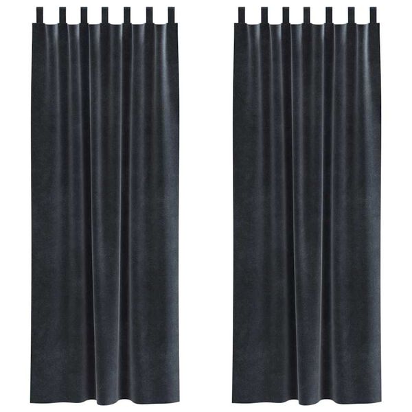 vidaXL Verduisterende gordijnen 2 pcs Donkergrijs 140 x 225 cm Fluweel
