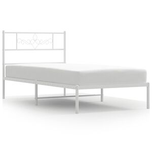vidaXL Bedframe met hoofdbord metaal wit 90x200 cm