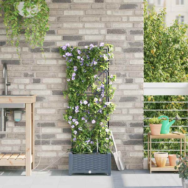 vidaXL Tuin Bloempot Licht Grijs 40 x 40 x 126 cm Staal