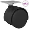 vidaXL Zwenkwiel 12 st Zwart 39,5 x 39,5 x 37,8 mm Ijzer en PP
