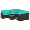 vidaXL 9-delige Loungeset met kussens poly rattan zwart