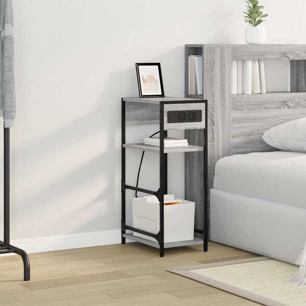 vidaXL Nachtkastje Grijs Sonoma 40 x 27 x 76 cm Bewerkt hout