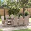 vidaXL Tuin eettafelset met kussen 9 pcs Beige poly rattan