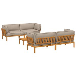 vidaXL Bankstel met kussen Effen 5 pcs Taupe Massief Acaciahout