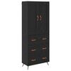 vidaXL Highboard Zwart Eiken 69,5 x 34 x 180 cm Bewerkt hout