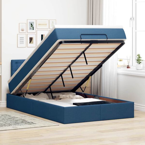 vidaXL Bed met matras 120x200 cm stof blauw