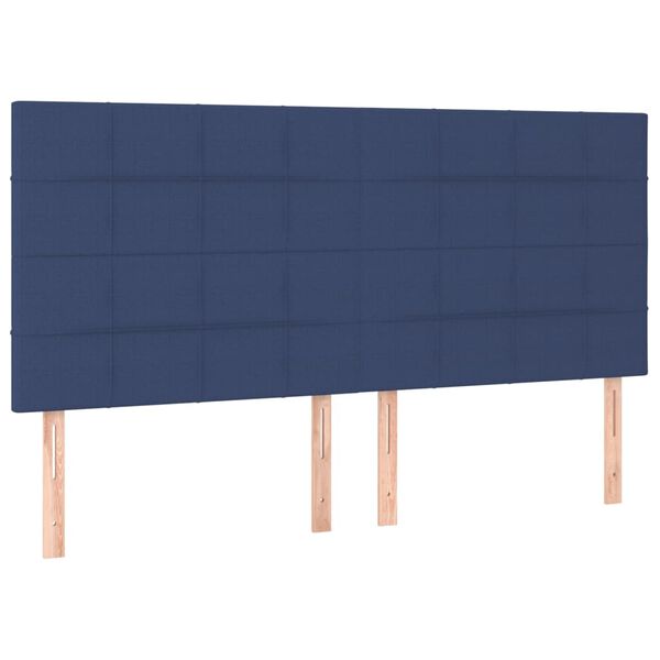 vidaXL Hoofdbord blauw 180x5x118/128 cm stof