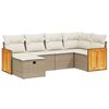 vidaXL 6-delige Loungeset met kussens poly rattan beige