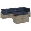 vidaXL Tuinbankenset met kussen 9 pcs Grijs en Marineblauw poly rattan
