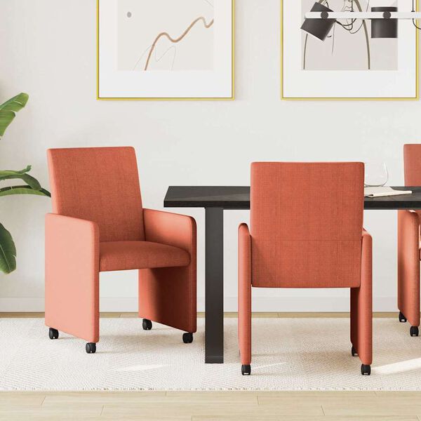 vidaXL Dining Stoelen met Wielen 2 pcs Rood-oranje 57 x 66 x 94 cm