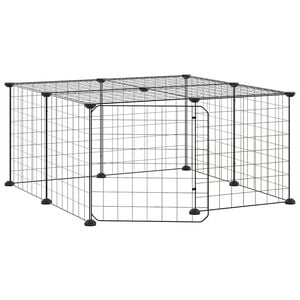 vidaXL Huisdierenkooi met deur 12 panelen 70x70x35 cm staal zwart