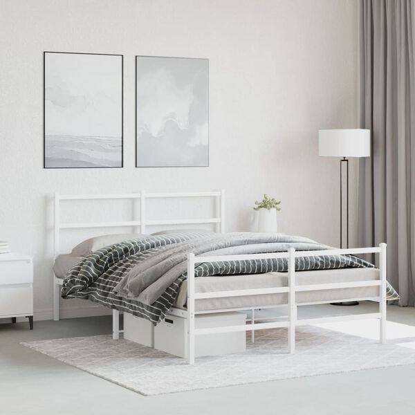 vidaXL Bedframe met hoofd- en voeteneinde&nbsp;metaal wit 140x200 cm