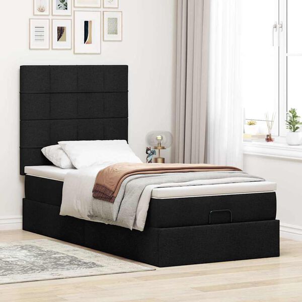 vidaXL Ottoman bed met matras en LED's 90x190cm stof zwart