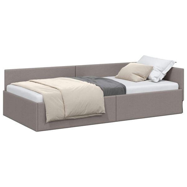 vidaXL Hoekbedframe met hoofdeinde Taupe 80 cm x 200 cm Stof