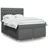 vidaXL Boxspring met matras stof donkergrijs 140x200 cm