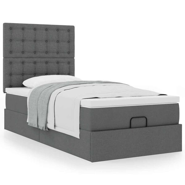 vidaXL Ottoman bed met matras 100x200cm stof donkergrijs