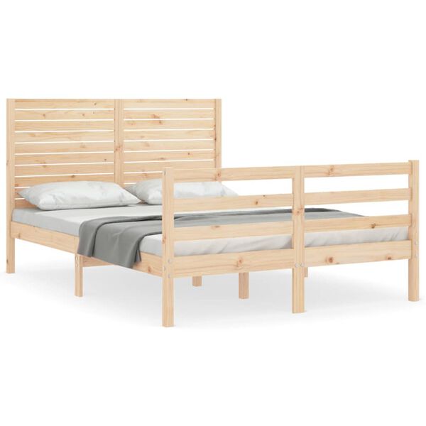 vidaXL Bedframe met hoofdbord massief hout 140x190 cm