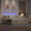 vidaXL Ottoman bed met matrassen en LED's 200x200cm stof cr&egrave;mekleurig
