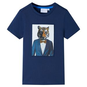 vidaXL Kindershirt met korte mouwen 128 donkerblauw