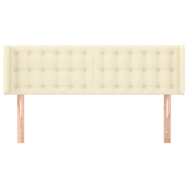 vidaXL Hoofdbord met randen 147x16x78/88 cm kunstleer cr&egrave;mekleurig