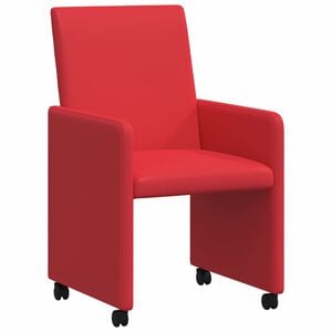 vidaXL Eetkamerstoelen met Wieltjes 2 pcs Rood 57 x 66 x 94 cm