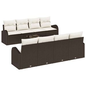 vidaXL Tuin Sofa Set 9 st 8-Aantal zitplaatsen Bruin en Cr&egrave;me