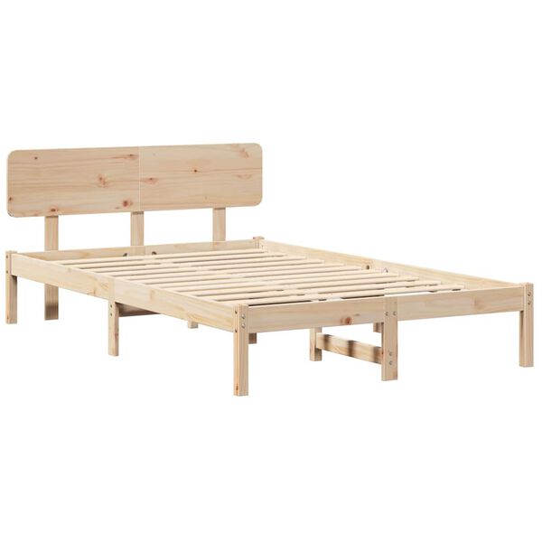 vidaXL Bedframe met hoofdeinde Naturel 135 x 190 cm Massief grenenhout