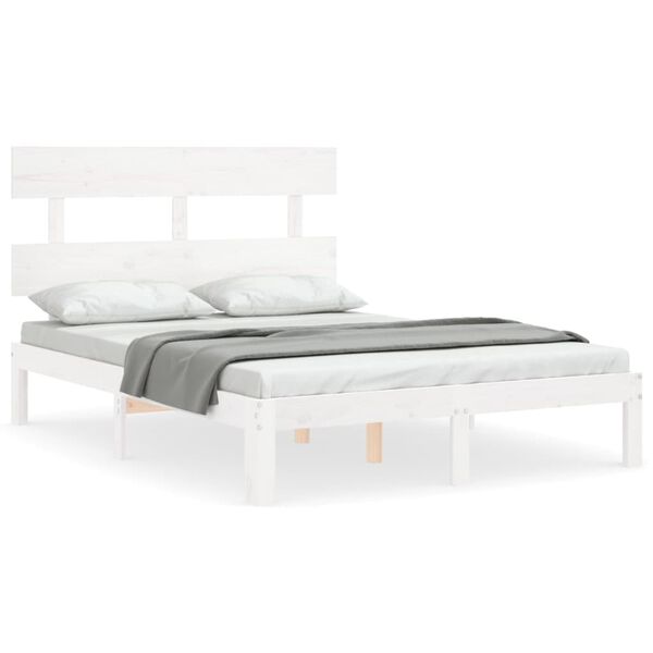 vidaXL Bedframe zonder matras massief grenenhout wit 120x200 cm
