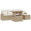 vidaXL Tuin Sofa Set 6 st Beige Poly riet
