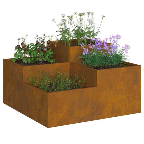 vidaXL Tuin Bloempot Roestig 100 x 100 x 48 cm Weerbestendig staal