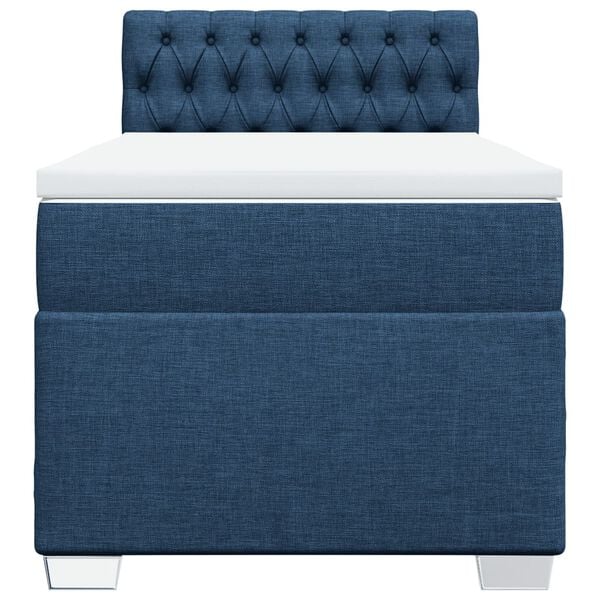 vidaXL Boxspring met matras stof blauw 100x200 cm