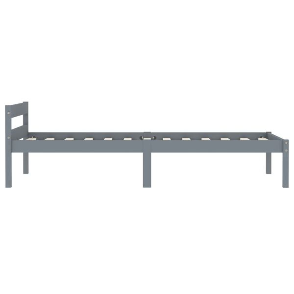 vidaXL Bedframe massief grenenhout grijs 90x200 cm