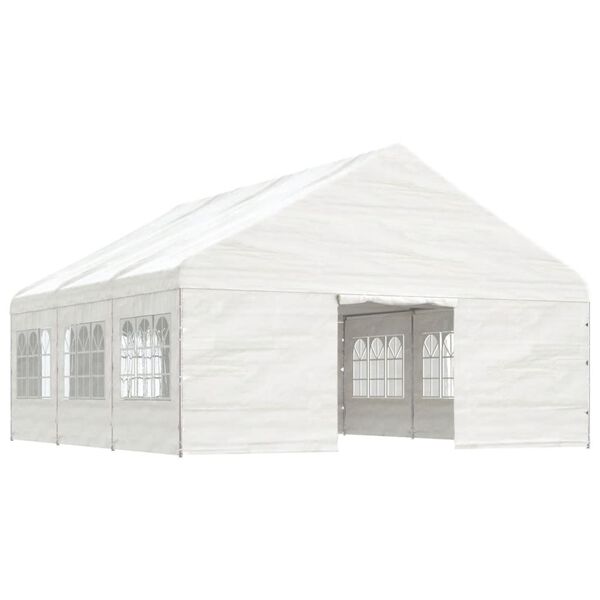 vidaXL Prieel met dak 6,69x5,88x3,75 m polyetheen wit