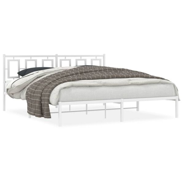 vidaXL Bedframe met hoofdbord metaal wit 180x200 cm