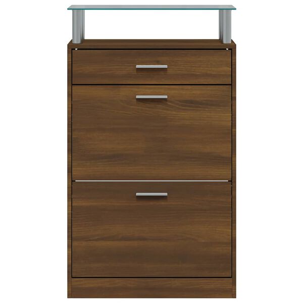 vidaXL Schoenenkast 63x24x104 cm bewerkt hout bruin eikenkleur