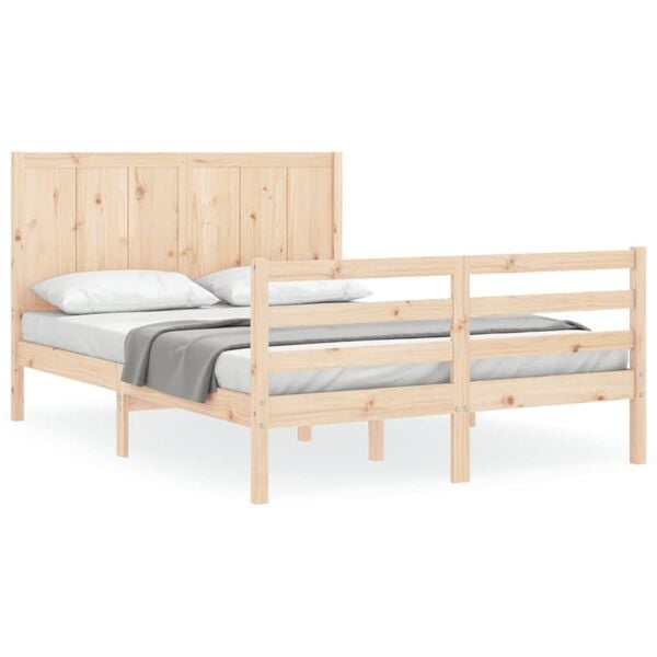 vidaXL Bedframe met hoofdbord massief hout