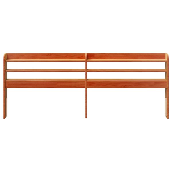 vidaXL Hoofdbord met schappen 180 cm massief grenenhout wasbruin
