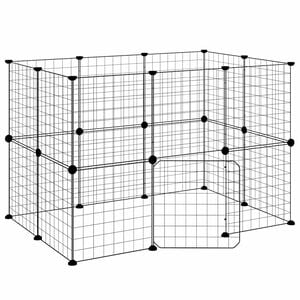vidaXL Huisdierenkooi met deur 20 panelen 105x70x70 cm staal zwart