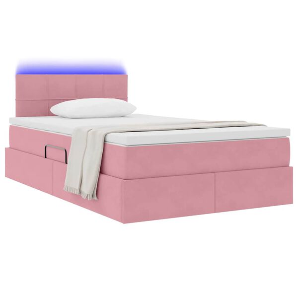 vidaXL Opbergbed met LED met matras met LED Roze 120 x 200 cm Fluweel