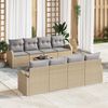 vidaXL Tuin Sofa Set 9 pcs Beige en Grijs Poly rattan, staal en glas