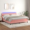 vidaXL Boxspring met matras en LED fluweel roze 180x200 cm