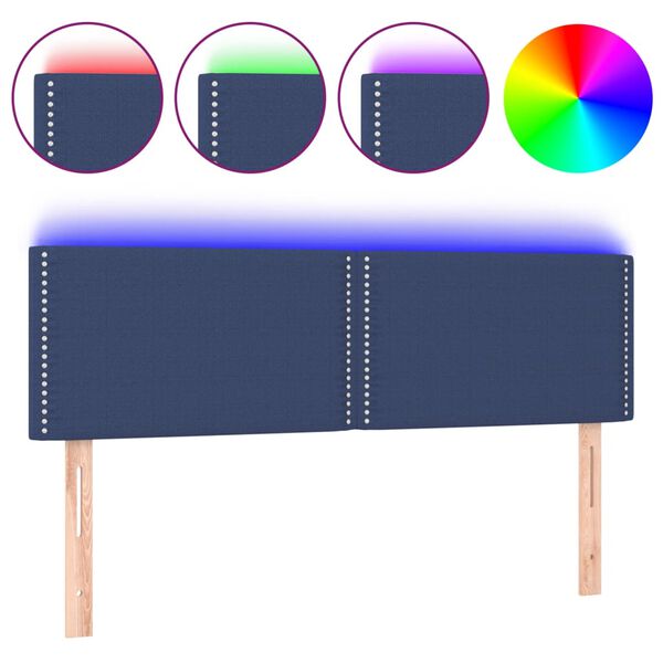 vidaXL Hoofdbord LED 144x5x78/88 cm stof blauw