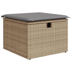 vidaXL Tuinkruk met kussen 55x55x37 cm poly rattan beige
