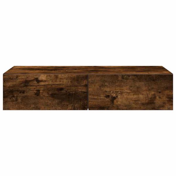 vidaXL Wandschap met lades 80x33x17 cm bewerkt hout gerookt eikenkleur