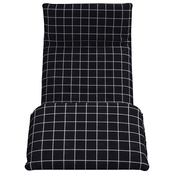vidaXL Opvouwbare ligstoel Zwart Geruit Patroon 175x54x8,5 cm Oxford Stof