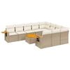 vidaXL 11-delige Tuinset met kussens poly rattan beige