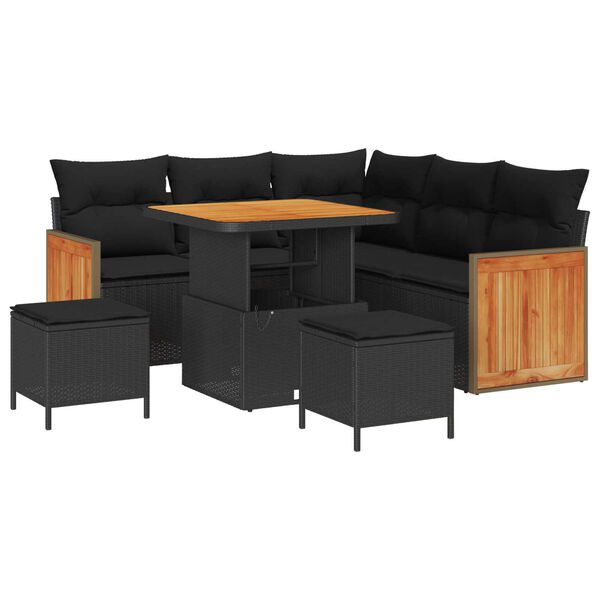 vidaXL Tuin Sofa Set 8 pcs Zwart Poly rattan en gepoedercoat staal