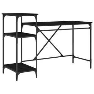 vidaXL Bureau Zwart Eiken Bewerkt hout 135 x 50 x 90 cm